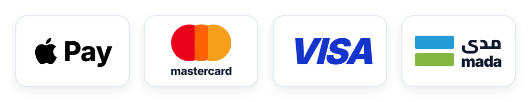 وسائل الدفع المقبولة: Apple Pay وMastercard وVisa ومدى